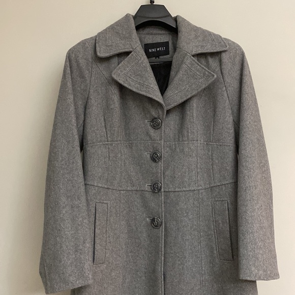 Nine West womens gray winter long jacket size 12 - Picture 3 of 7